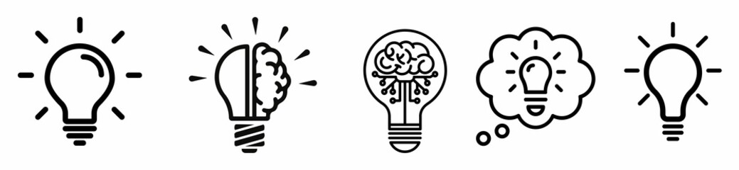 Idea bulb icon set in vector 