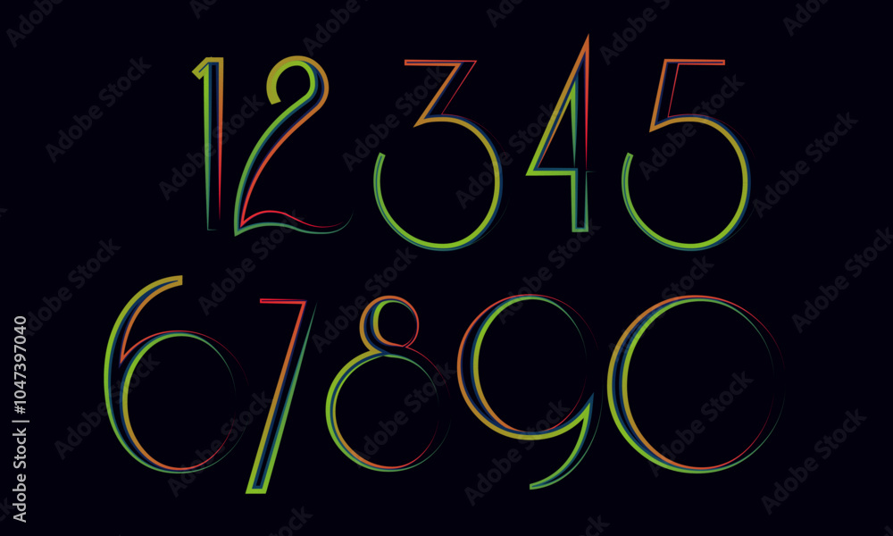 Poster 3d numbers, set numbers, gradient color number, 3d numbers vector set characters. one, two, three, f
