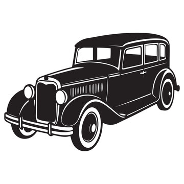 recommend clip art: Vintage Car (1920s)  silhouette  vector black color white background 