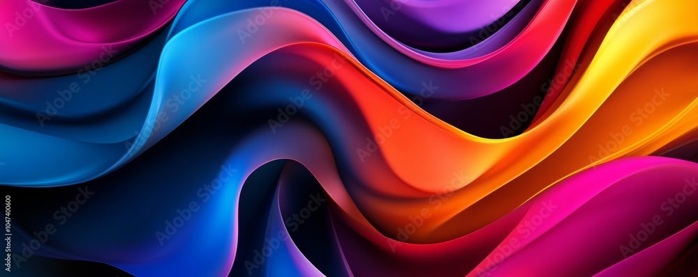 Poster colorful abstract waves flowing and creating a stunning visual design