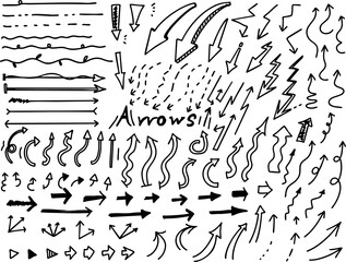 Obraz premium hand drawn arrows -Doodle texture lines and arrows icon vector set hand drawn simple cute set