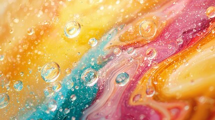 Abstract Oil and Water Droplets in Vibrant Colors   Colorful Macro Photography