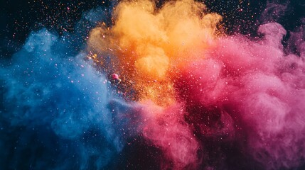 Fototapeta premium Abstract Colorful Smoke Explosion Background Blue Pink Yellow