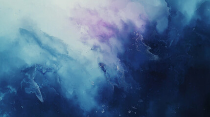 Fototapeta premium Soft watercolor washes in blues, pinks, and purples blend and flow gently, with occasional delicate splatters adding texture. The colors shift subtly, creating a soothing, artistic effect. 