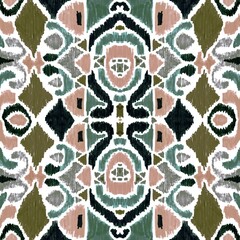Ethnic abstract art ikat. Seamless ornamental print. Geometric ethnic pattern seamless color oriental. Design for background, curtain, carpet, wallpaper, clothing, packaging, batik.