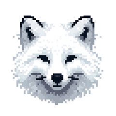 Fototapeta premium 흰 배경, 북극여우, 픽셀아트 (White background, Arctic fox, pixel art)