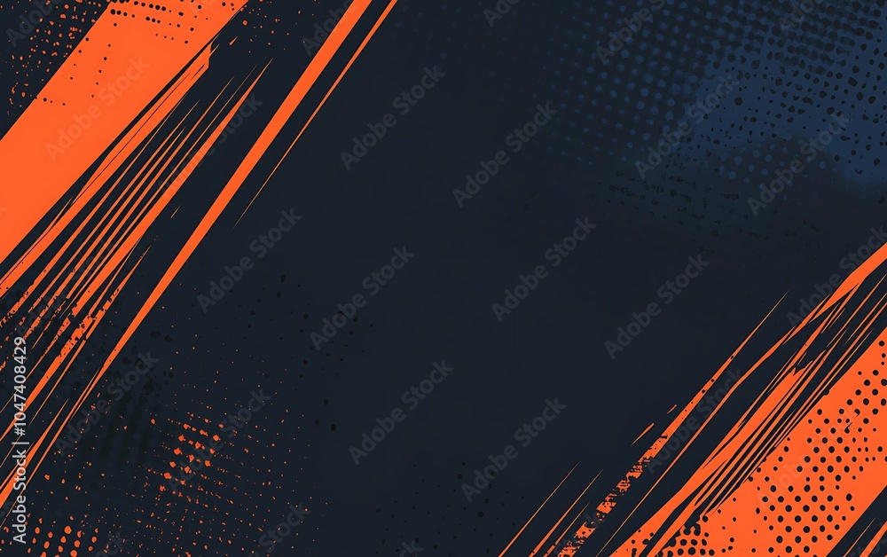 Poster abstract black and orange background with diagonal strokes.