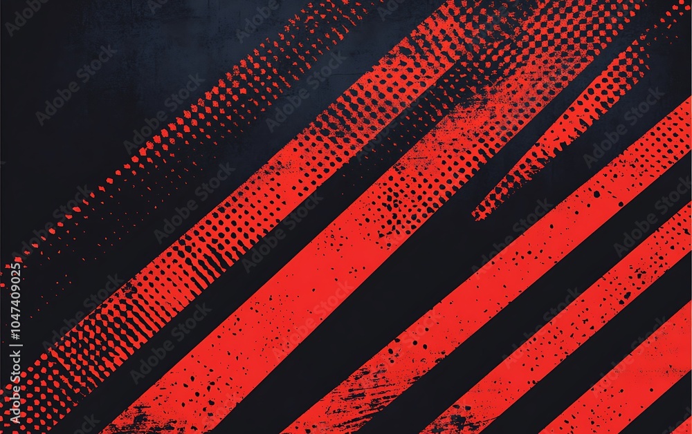 Poster Abstract black and red diagonal lines with grunge texture.