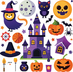 Halloween Party Decor Elements  Cute Cat