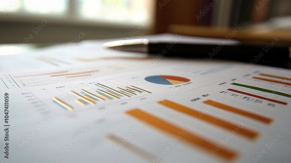 Wall mural Business Reports with Charts and Data Analysis