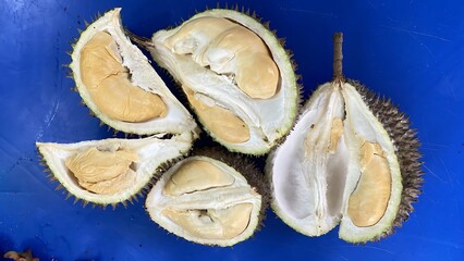 durian on a blue table