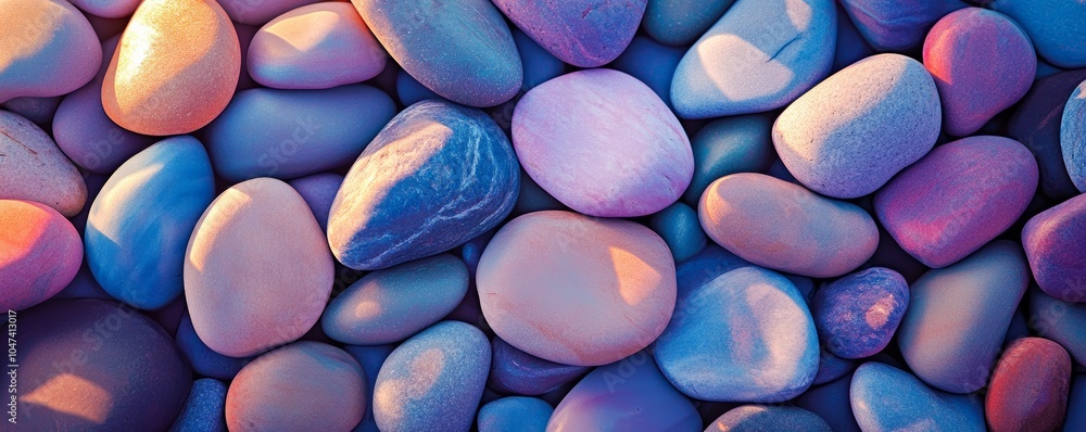 Poster colorful pebbles creating a relaxing background texture