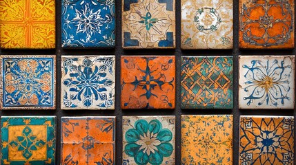 Colorful Ceramic Tiles with Intricate Floral Patterns
