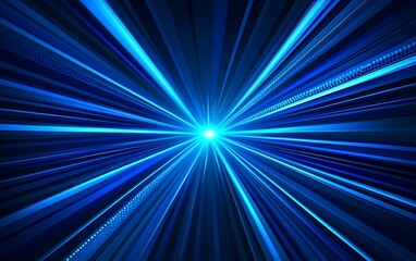 Abstract blue light streaks radiating outward from a central point on a dark blue background.