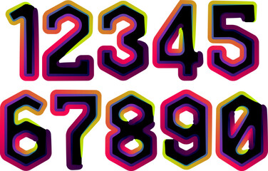3d numbers, set numbers, gradient color number, 3d numbers vector set characters. One, two, three, four, five, six, seven, eight, nine, zero. 1,2,3,4,5,6,7,8,9,0. Decorative elements