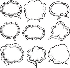 Vector illustration set of hand-drawn speech bubbles.