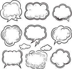 Vector illustration set of hand-drawn speech bubbles.