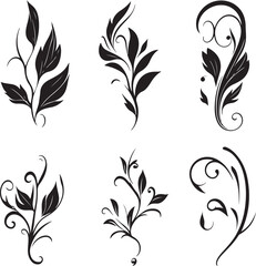 Floral branch and minimalist leaves vector