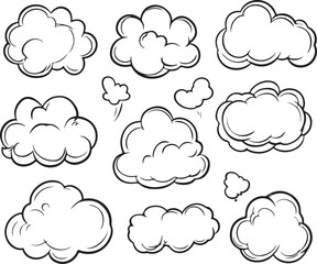 Vector illustration set of hand-drawn speech bubbles.