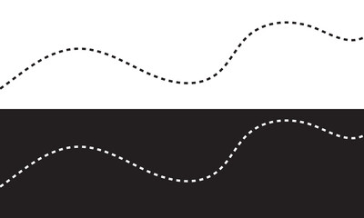 Golden, black and white Wavy line, curved dotted line. isolated on white and black background. Vector illustration. EPS 10