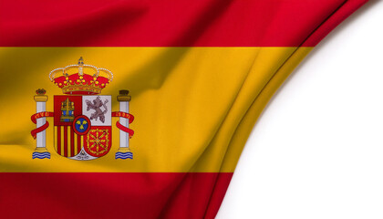 Fototapeta premium Kingdom of Spain flag waving in the wind. Kingdom of Spain blowing, soft and smooth silk