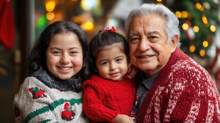 The family is celebrating Christmas, It is an annual holiday that Christians attach great importance to 