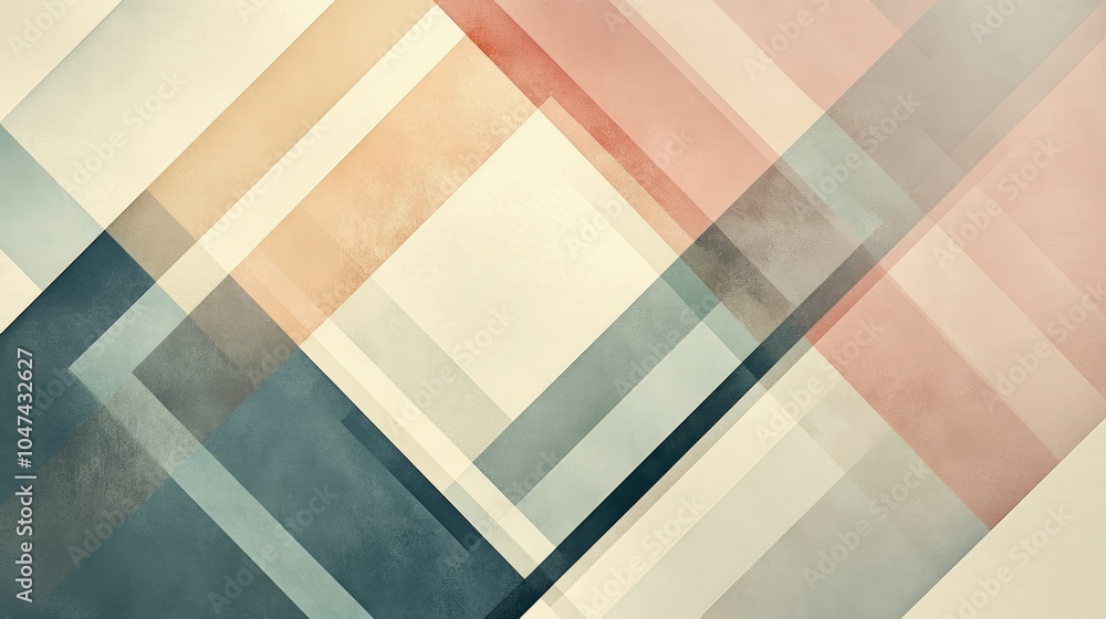 Poster minimalist square background design with layered squares in muted tones, creating a clean, modern lo