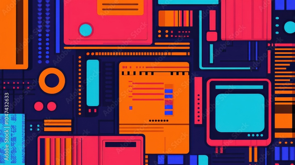 Poster abstract colorful layout of digital elements and shapes