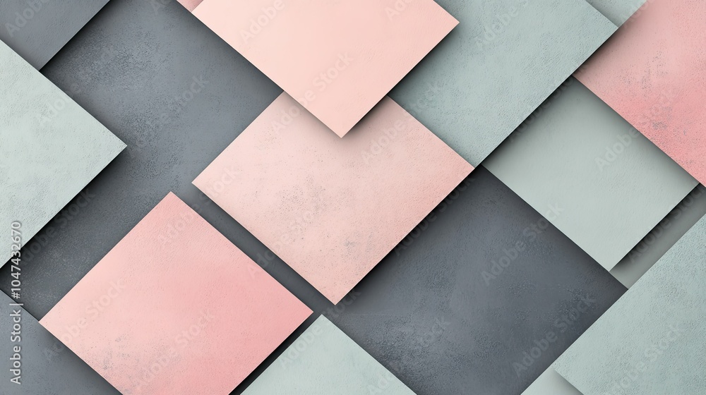 Poster minimalist square background design with layered squares in muted tones, creating a clean, modern lo
