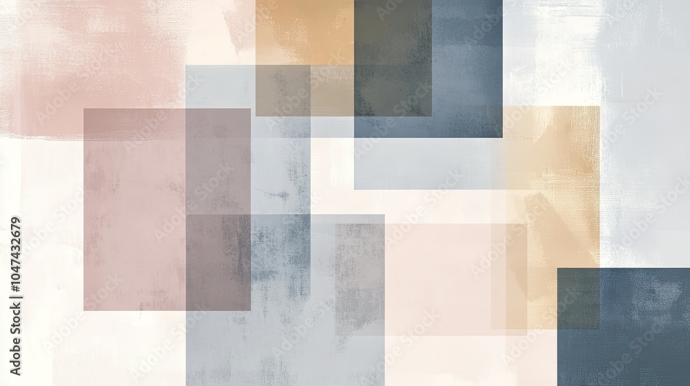 Poster minimalist square background design with layered squares in muted tones, creating a clean, modern lo