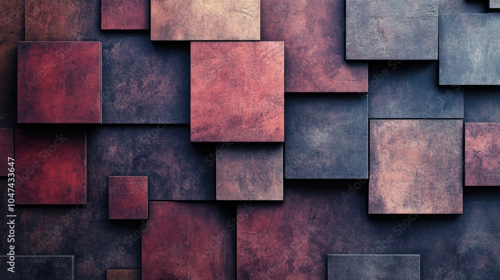 Poster square-themed abstract background with textured squares in varying shades, leaving room for custom t