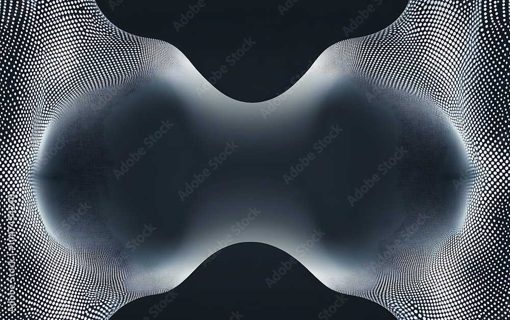 Poster abstract digital art with a white grid on a dark background.