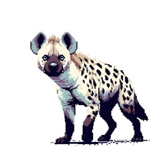 흰 배경, 하이에나, 픽셀아트 (White background, hyena, pixel art)