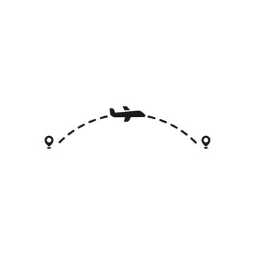 recommend clip art: Air plane flight route with start and end point and dash line trace - Airplane line path vector icon
                    