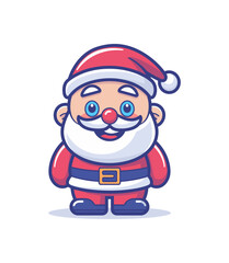 A cute cartoon Santa Claus with a big white beard, red suit, and cheerful expression. The adorable design highlights the warmth and joy of the holiday season, perfect for festive themes.
