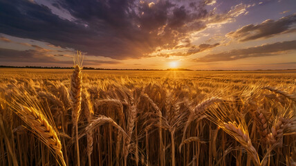wheat field at sunset