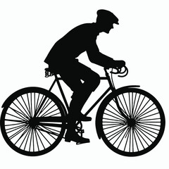 Obraz premium Man Bicycle Silhouette Vector, white background,