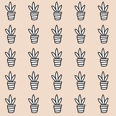 seamless pattern with hand drawn flowers Simple and direct
A seamless pattern of potted plants on a light pink background. 