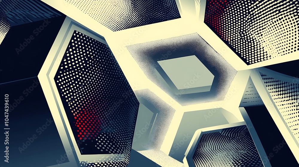 Aufkleber Abstract geometric pattern with hexagonal shapes and a digital grid.