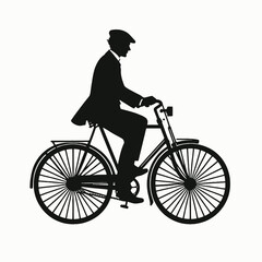 Obraz premium Man Bicycle Silhouette Vector, white background,