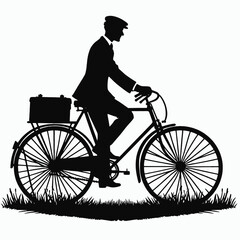 Obraz premium Man Bicycle Silhouette Vector, white background,