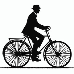 Obraz premium Man Bicycle Silhouette Vector, white background,