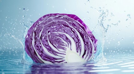 Obraz premium Purple Cabbage Splashing in Water