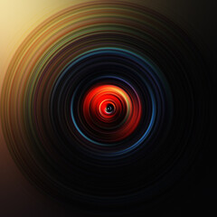 Colorful radial motion effect. Abstract rounded background. Color curves and sphere.