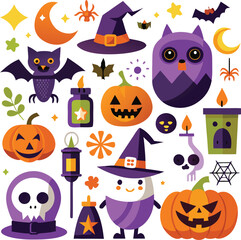 Halloween Party Decorations Set Cute Witch Cat