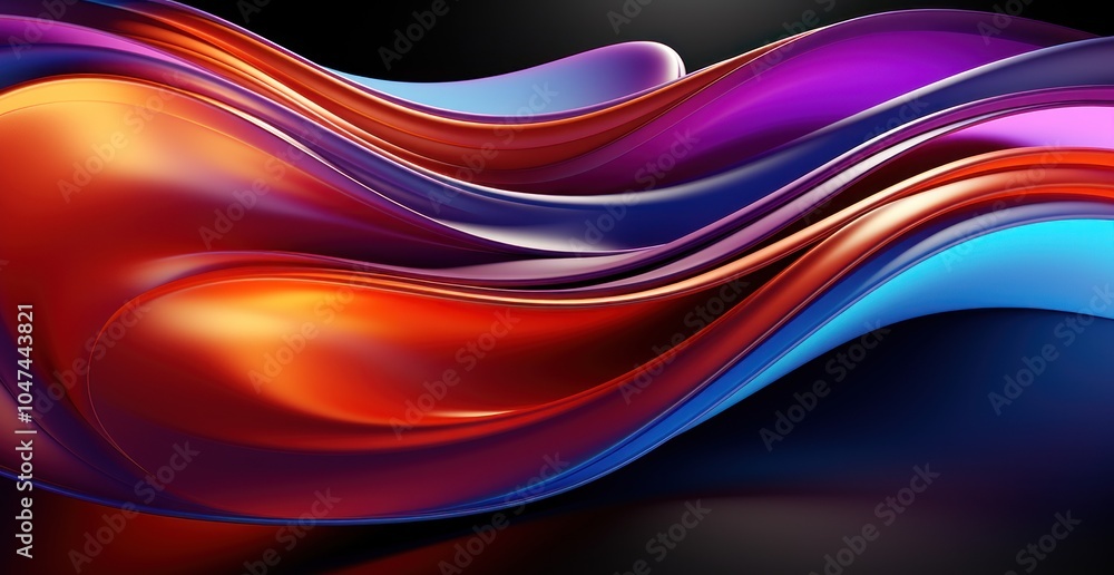 Poster Abstract flowing waves in vibrant colors creating a dynamic visual effect.