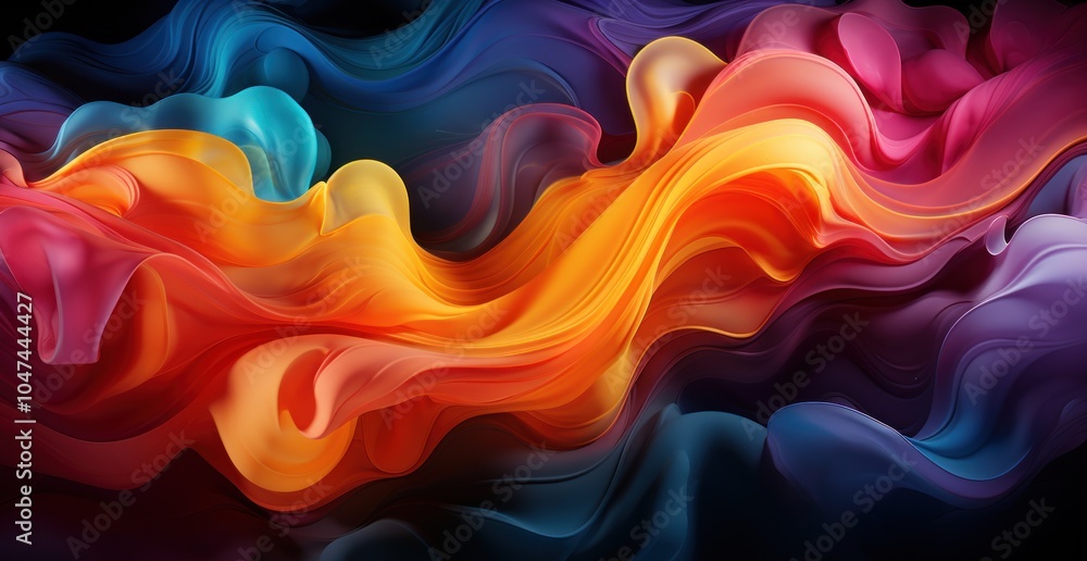 Poster abstract colorful waves flowing in a smooth, dynamic composition.