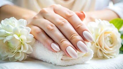 Fototapeta premium Woman's Hands with Elegant French Manicure