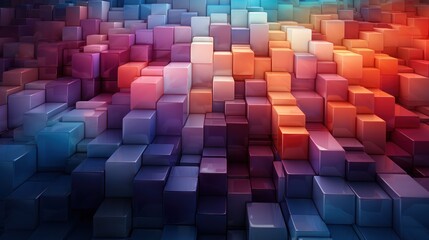 Abstract 3D cubes in vibrant colors create a visually striking digital backdrop.
