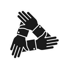 Obraz premium Teamwork Alliance Partnership Help Together Hand Silhouette and Line Icon. Collaboration Group Team